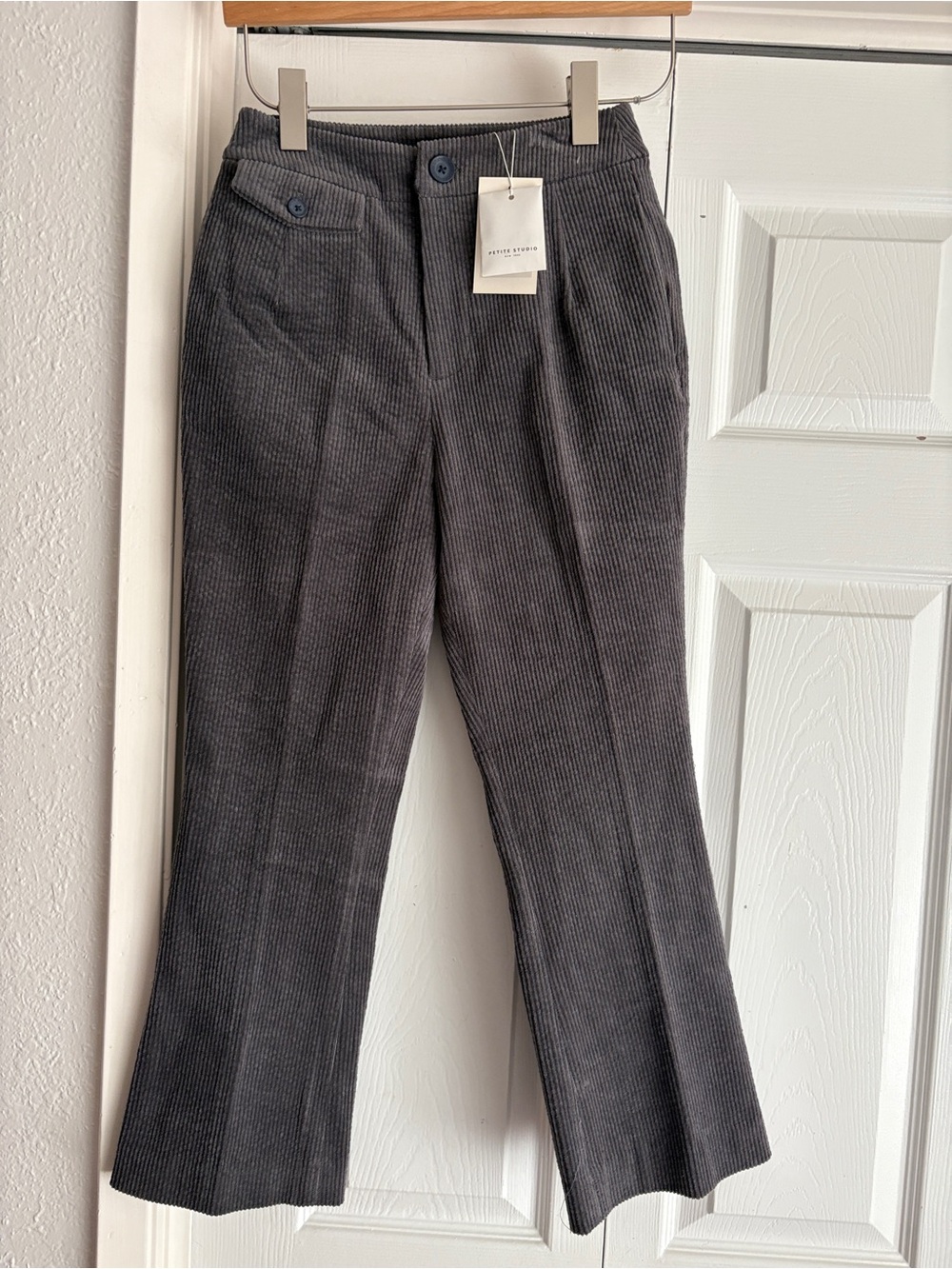 Petite Studio NYC Grey Cassia Cotton Corduroy Pants XXS